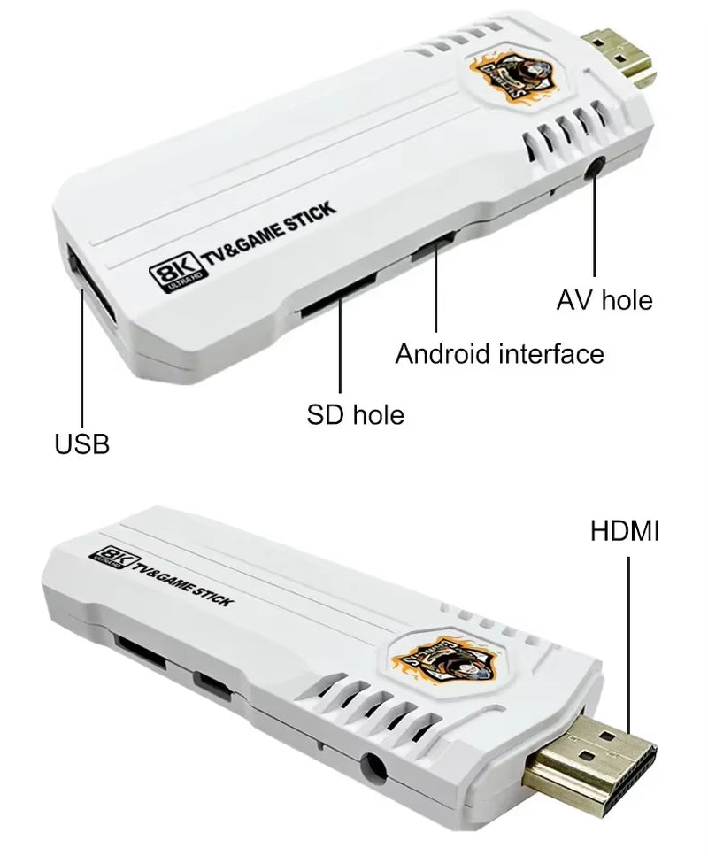 NEW Mini K8 Pro Retro 8K HD TV Video Classic Game Stick Dual System Wifi Android12.1 ATV 3D 40000+ Games Console Wireless 2.4G