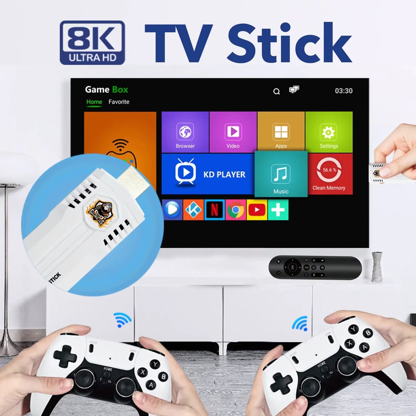 NEW Mini K8 Pro Retro 8K HD TV Video Classic Game Stick Dual System Wifi Android12.1 ATV 3D 40000+ Games Console Wireless 2.4G