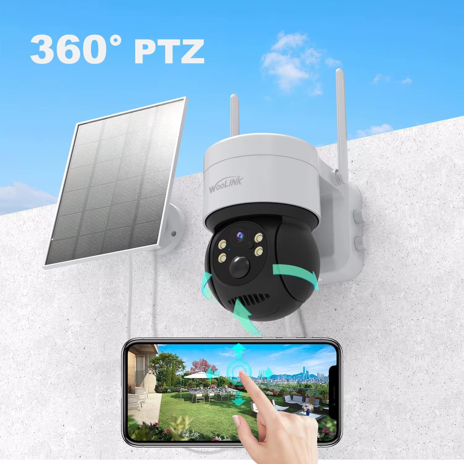 Solar Camera Wifi Outdoor 4MP HD Wireless Security CCTV Waterproof Night Vision Pan/Tilt Surveillance Camera with Solar Panel