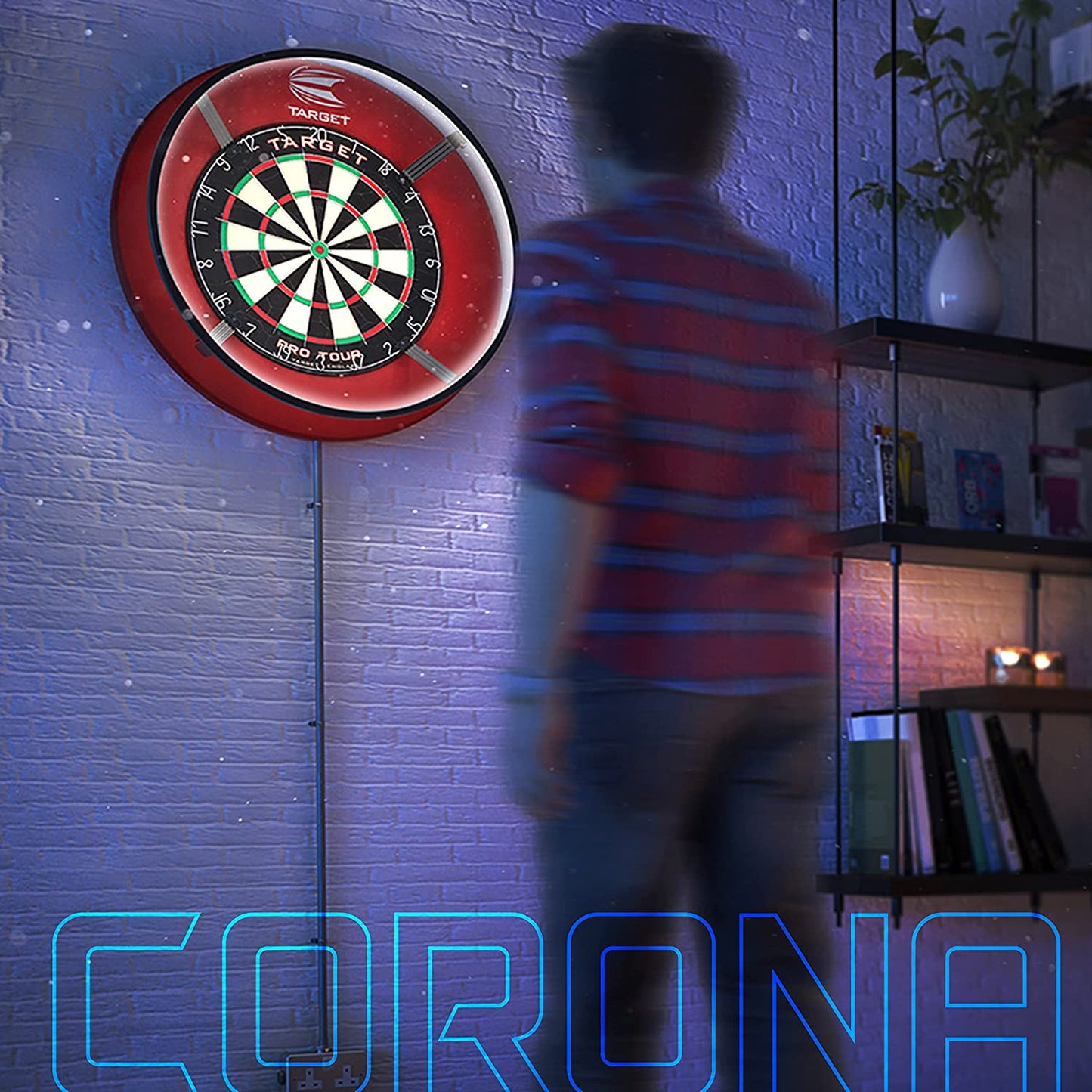 Corona Vision Dartboard Lighting System, Black Frame | White LED Dart Board Surround Ring Light | Available with Pro Tour Dartboards Surround & Championship Dartboard, or Oche Dart Mat