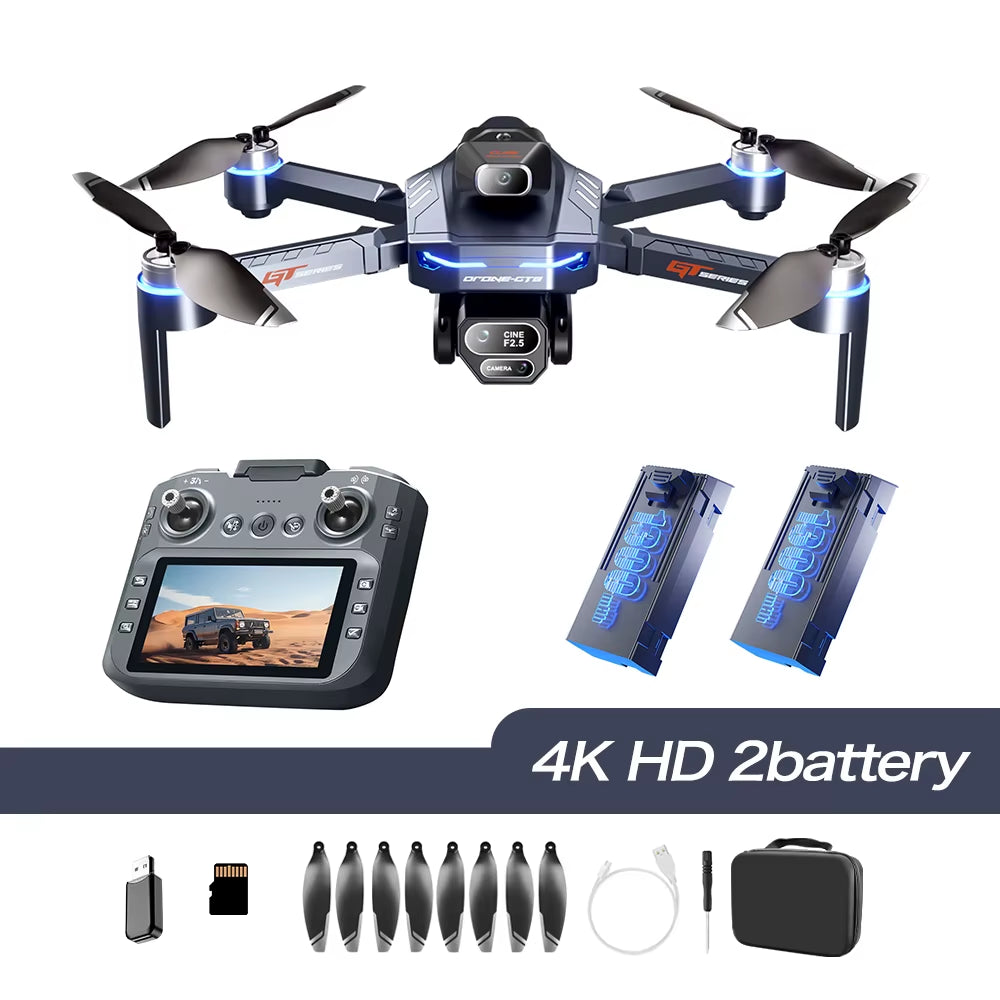 GT8 Drone 4K HD Camera Obstacle Avoidance Aerial Photography Brushless Drone with Screen Foldable RC Drone Quadcopter RTF