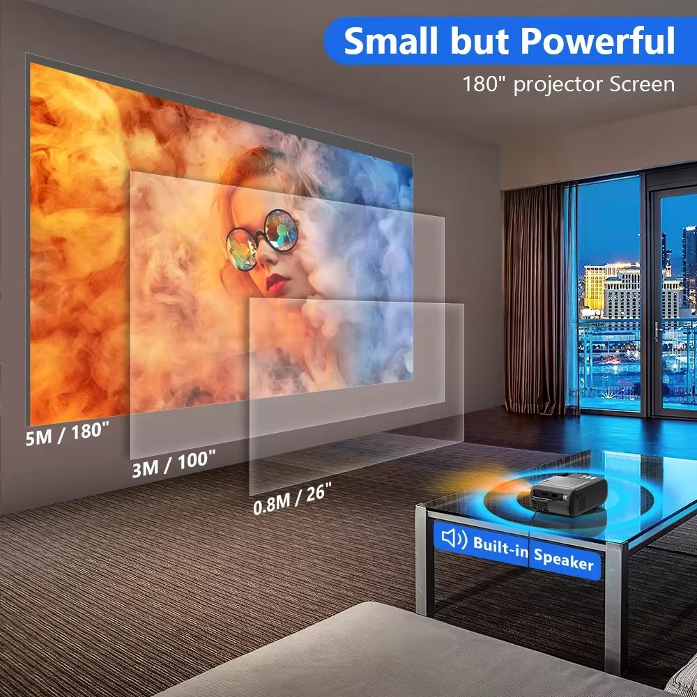 XIWSBY 12000Lumens Mini Android Projector Full HD Portable Proyector Home Cinema Office Camping Outdoor Projector Beamer