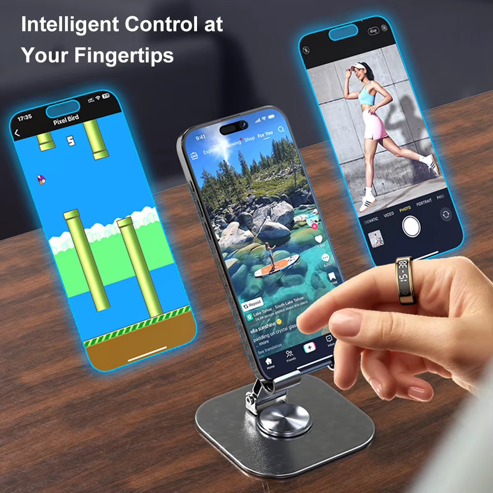 R11 Smart Ring with Display Screen and Touch Health Manager Wireless Charging Fitness Ring 5 ATM Waterproof for Android & Ios