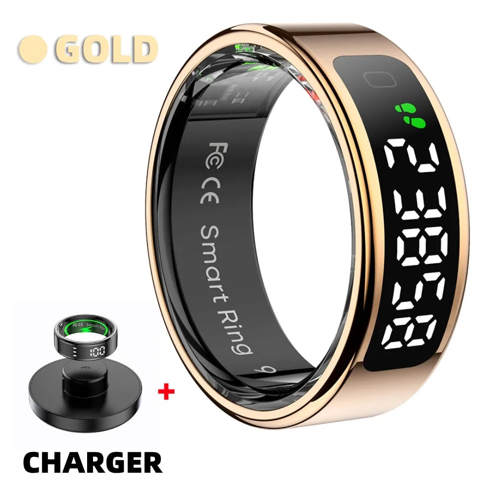 R11 Smart Ring with Display Screen and Touch Health Manager Wireless Charging Fitness Ring 5 ATM Waterproof for Android & Ios