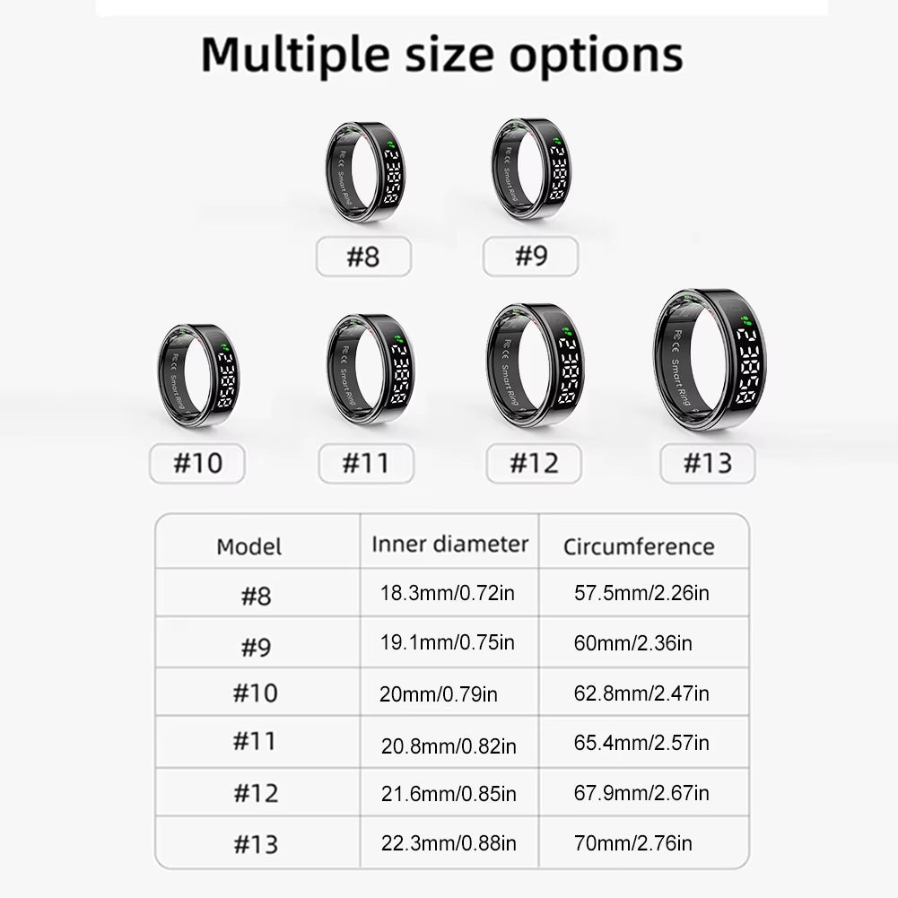 R11 Smart Ring with Display Screen and Touch Health Manager Wireless Charging Fitness Ring 5 ATM Waterproof for Android & Ios