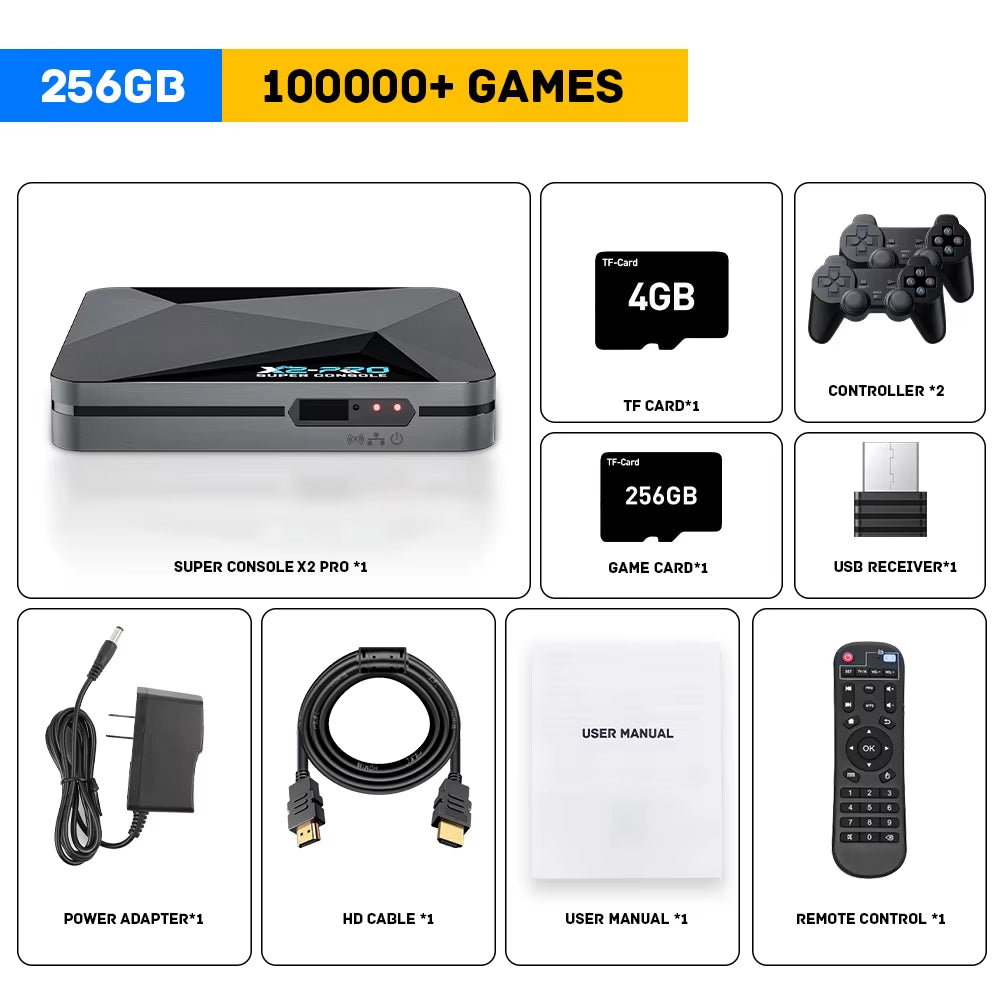 Super Console X2 Pro Retro Video Game Console with 100000+ Games for Mame/Arcade/Sega Saturn/Dc Retro Game Console 4K HD