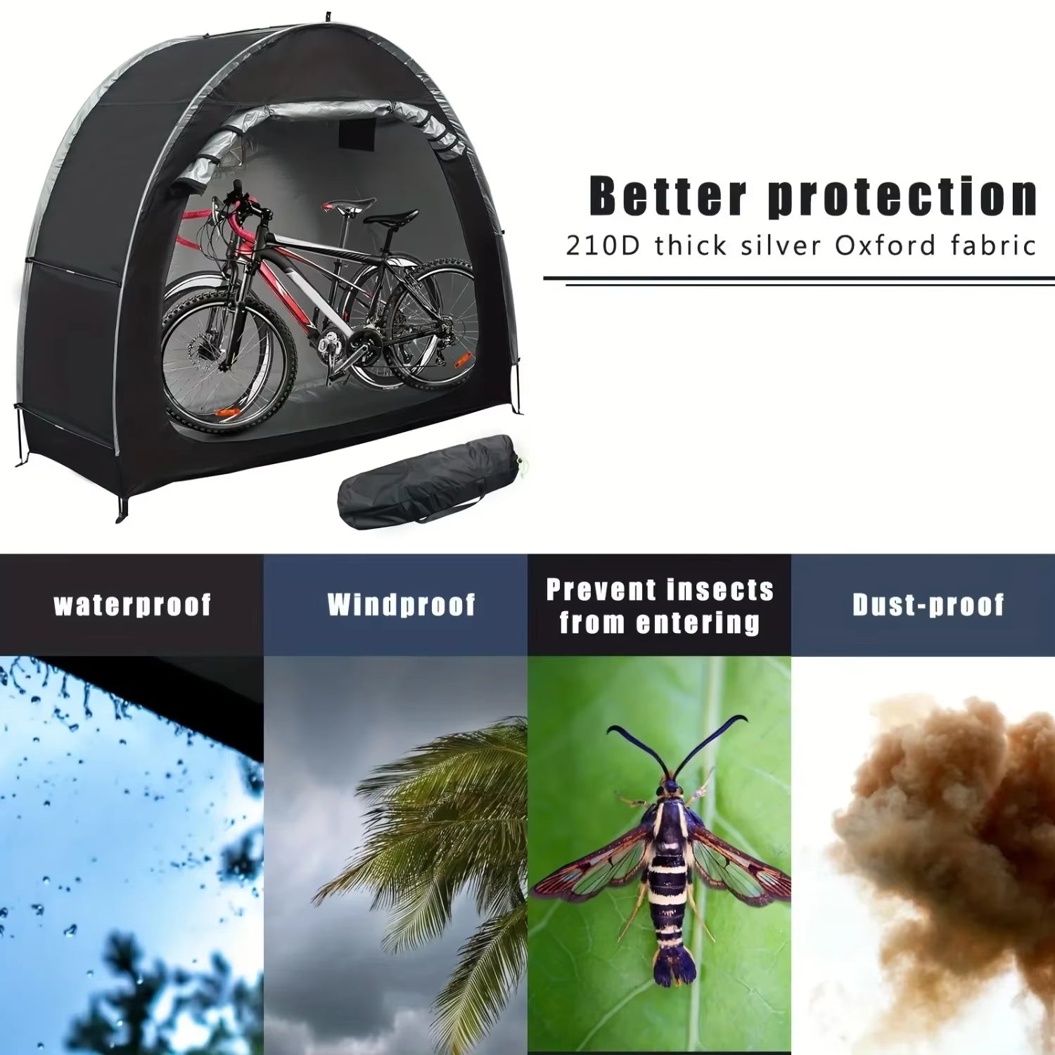 Bike Storage Shed Tent Spacious for 1-4 Bikes Portable Foldable Bicycle Sunshade Covers Shelter Waterproof Durable Bike Tent