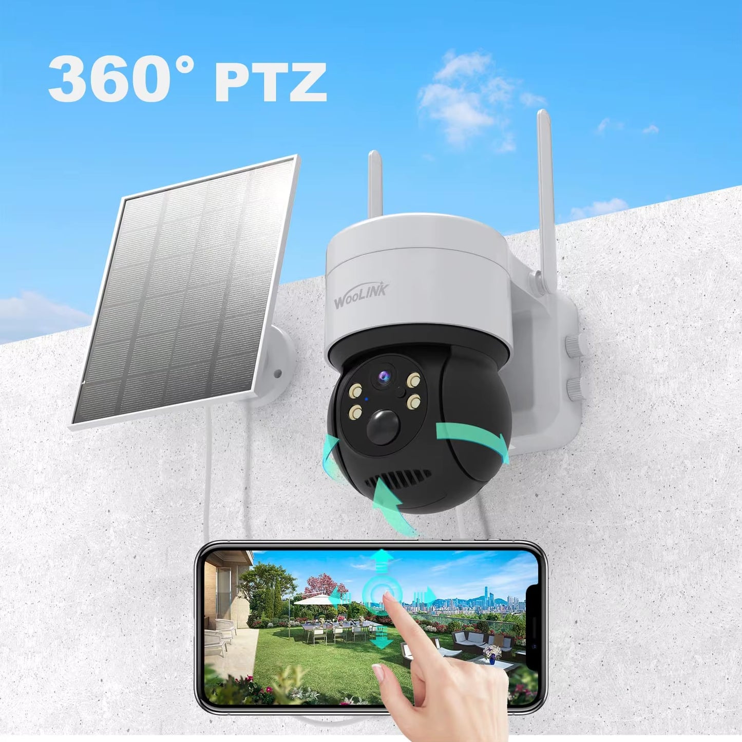 Solar Camera Wifi Outdoor 4MP HD Wireless Security CCTV Waterproof Night Vision Pan/Tilt Surveillance Camera with Solar Panel