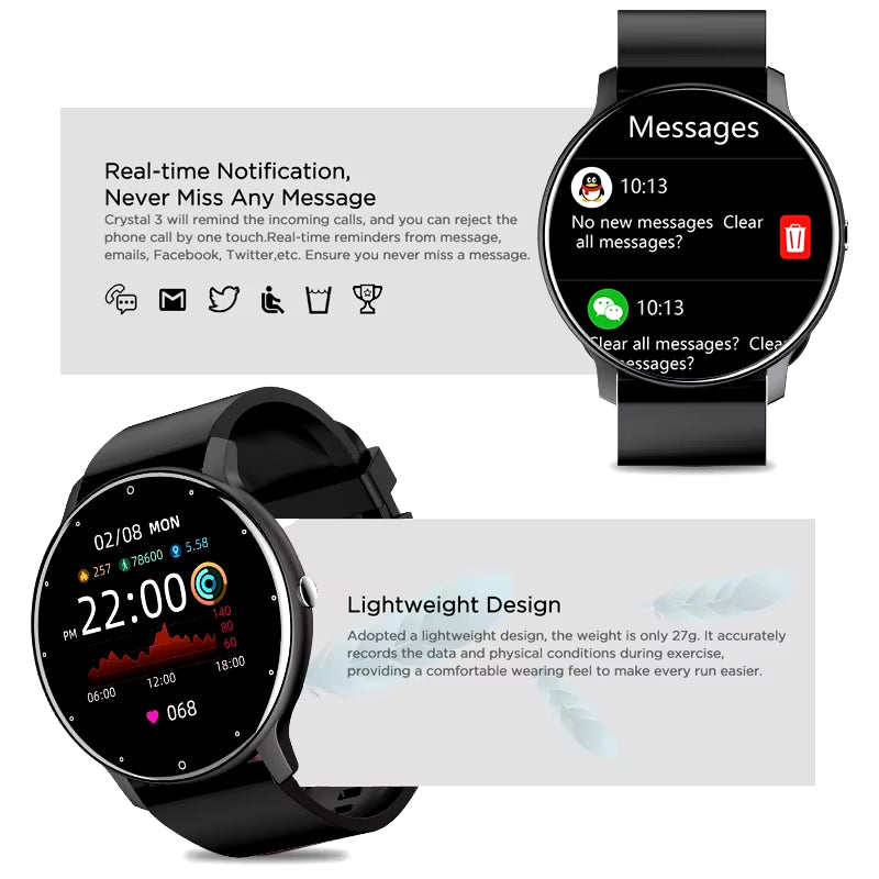 2025 Smart Watch Women Men Lady Gift Sport Fitness Watches Heart Rate Monitor Waterproof Smartwatch for Xiaomi Android IOS