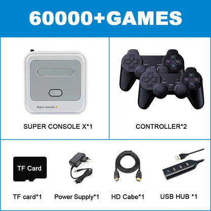 Super Console X 60000 Classic Video Games Console Wireless Emulator Multi-Player Retro Arcade Game Box for NES//N64/PS1/PSP/NDS