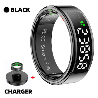 R11 Smart Ring with Display Screen and Touch Health Manager Wireless Charging Fitness Ring 5 ATM Waterproof for Android & Ios