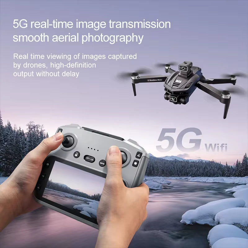 New V168 MAX LCD Screen RC FPV Drone 8K HD Camera 5G WIFI 360° Obstacle Avoidance GPS Drone Brushless RC Quadcopter Toys Dron