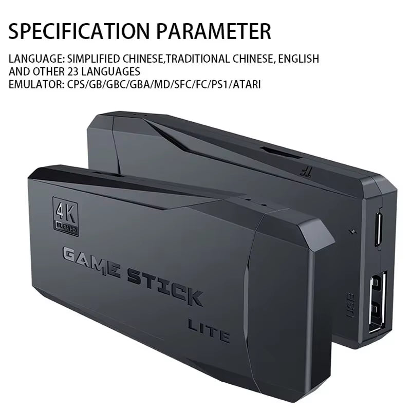 4K HD Video Game Console 2.4G Double Wireless Controller Game Player M8 20000 Games 64GB Retro Games TV Game Stick Boy Gifts