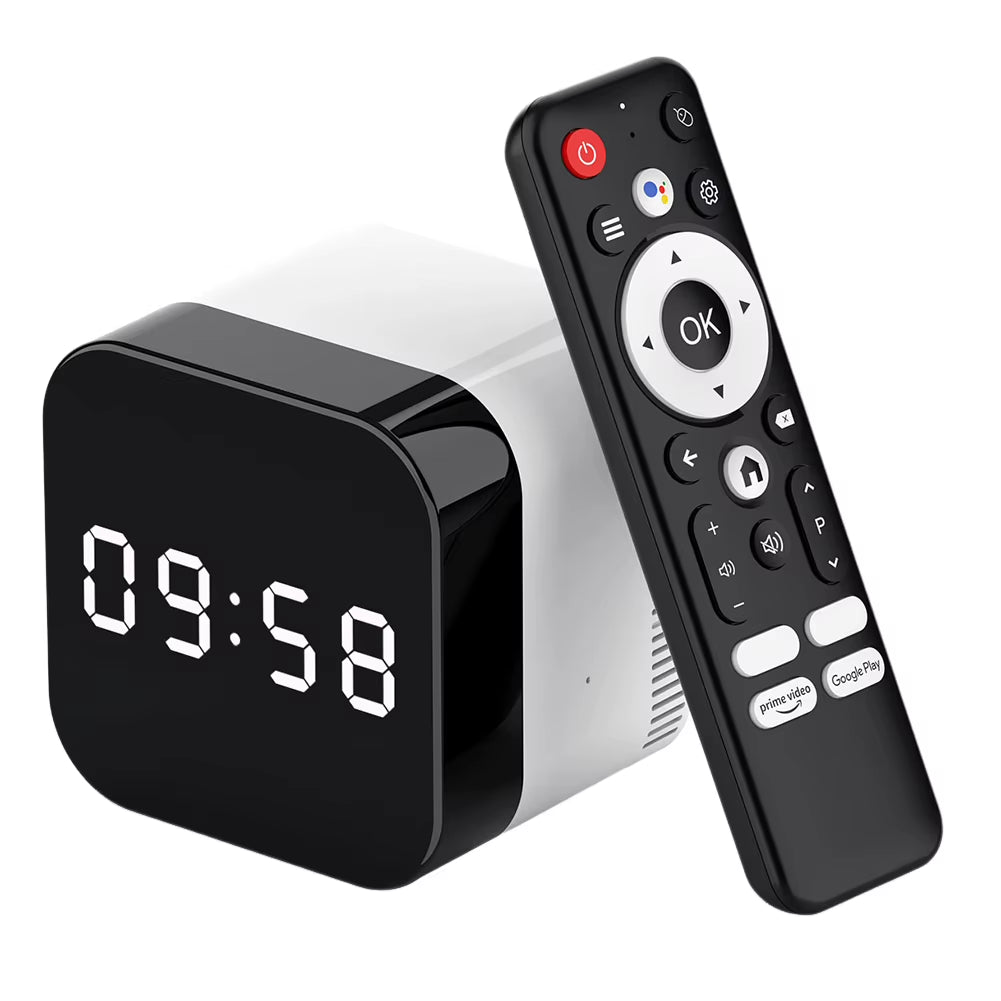 Set Top Box Android 14.0 WIFI 6 BT 5.X TV Box 8K Alarm Clock Android TV Box with 2.4G Voice Remote Control