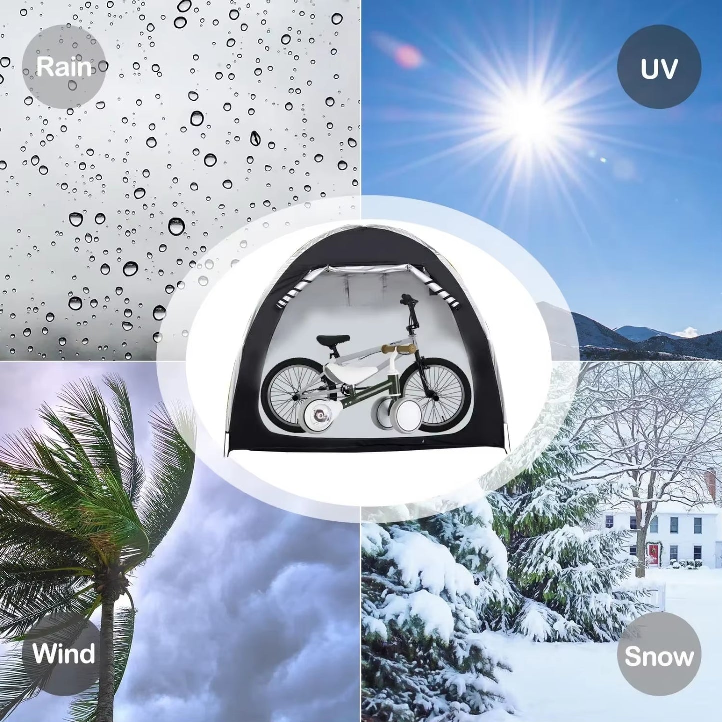 Bike Storage Shed Tent Spacious for 1-4 Bikes Portable Foldable Bicycle Sunshade Covers Shelter Waterproof Durable Bike Tent