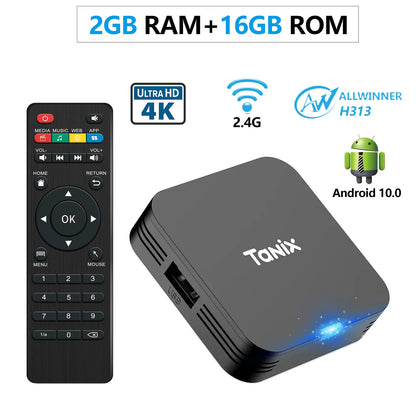 HOT Android TV BOX Tanix TX1 Allwinner H313 Quad Core Android10 WIFI 2.4G 4K Mul