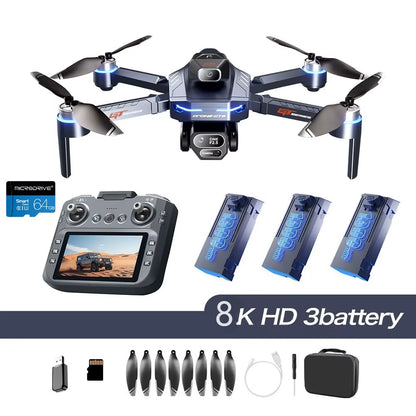 GT8 Drone 4K HD Camera Obstacle Avoidance Aerial Photography Brushless Drone with Screen Foldable RC Drone Quadcopter RTF