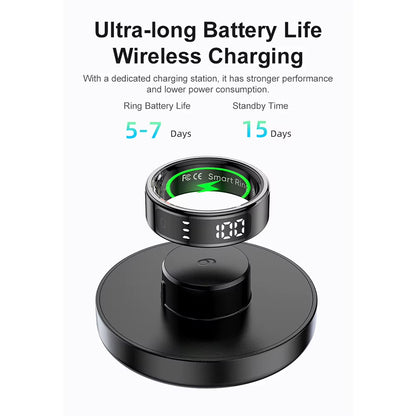 R11 Smart Ring with Display Screen and Touch Health Manager Wireless Charging Fitness Ring 5 ATM Waterproof for Android & Ios
