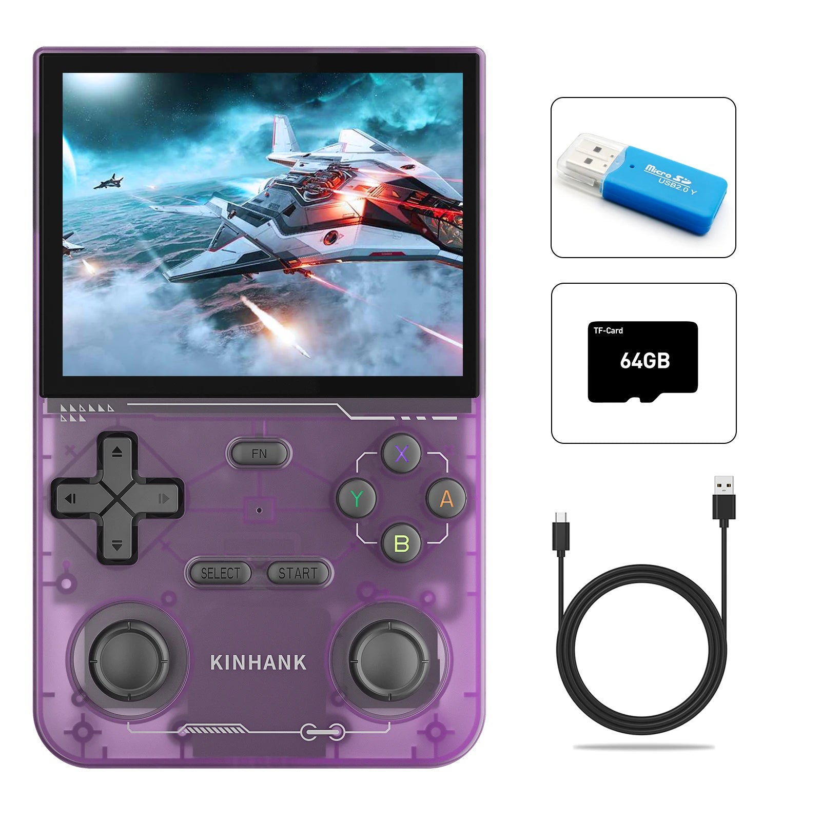 Open Source K36 Retro Handheld Video Game Console 16000 Games Emulator for PS1/PSP/DC/N64/SS 500Nit 3.5 Inch IPS Screen