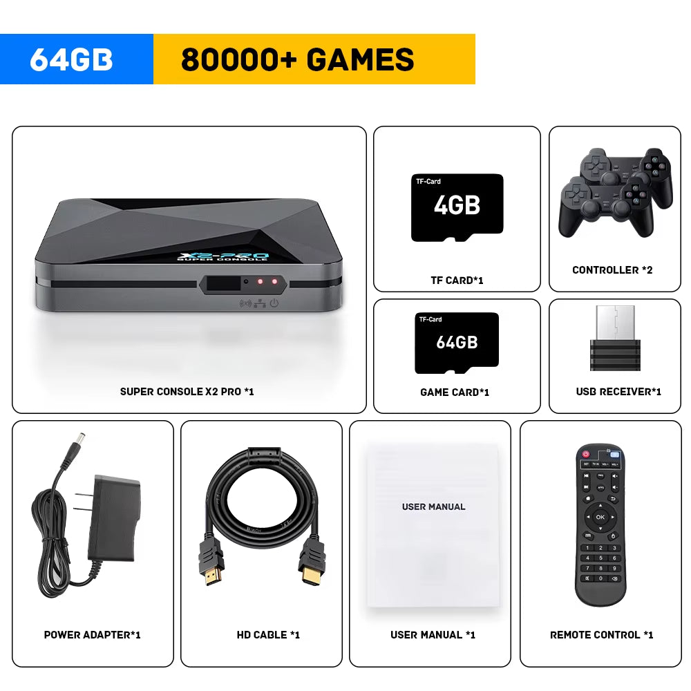 Super Console X2 Pro Retro Video Game Console with 100000+ Games for Mame/Arcade/Sega Saturn/Dc Retro Game Console 4K HD