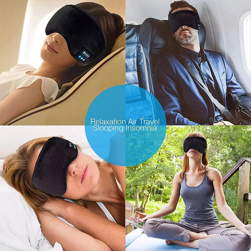 Bluetooth Sleeping Headphones 3D Eye Mask Wireless Air Travel Bluetooth 5.0 Headband Soft Elastic Comfortable Music Earphones