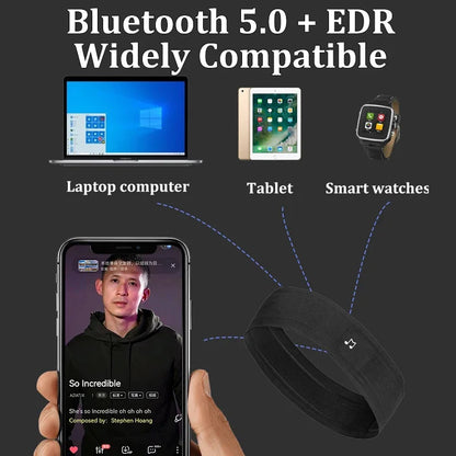 Bluetooth Sleeping Headphones Sports Headband Wireless Music Earphones Not Cover Ear Guide Sweat Band with Mic Open Ear Headset