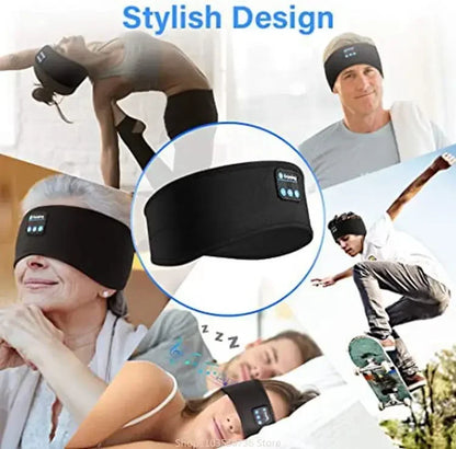 Bluetooth Sleeping Headphones Sports Headband Thin Soft Elastic Comfortable Wireless Music Earphones Eye Mask for Side Sleeper