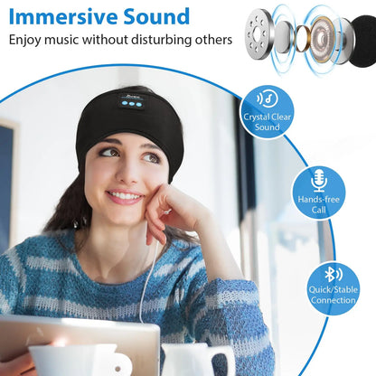 Bluetooth Sleeping Headphones Wireless Stereo Sports Music Headset Headband Adjustable Sleep Eyemask Earphone for Yoga Running