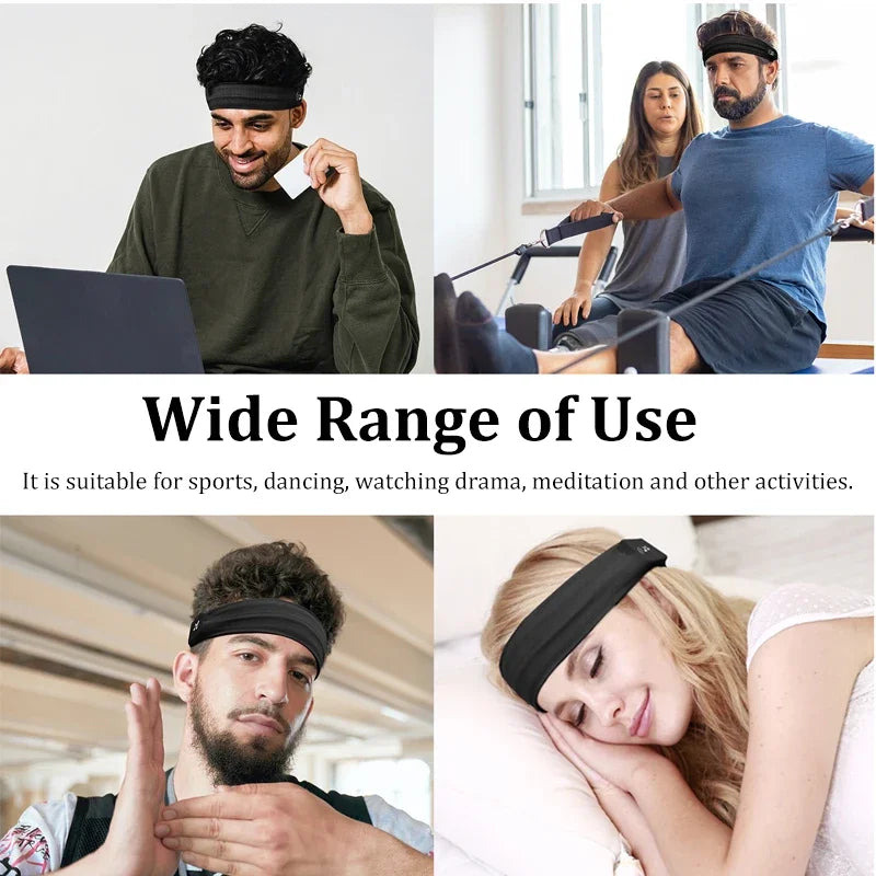 Bluetooth Sleeping Headphones Sports Headband Wireless Music Earphones Not Cover Ear Guide Sweat Band with Mic Open Ear Headset