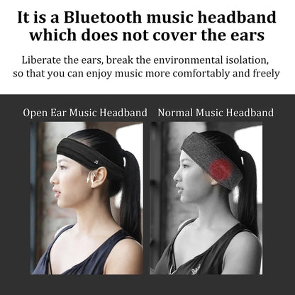 Bluetooth Sleeping Headphones Sports Headband Wireless Music Earphones Not Cover Ear Guide Sweat Band with Mic Open Ear Headset