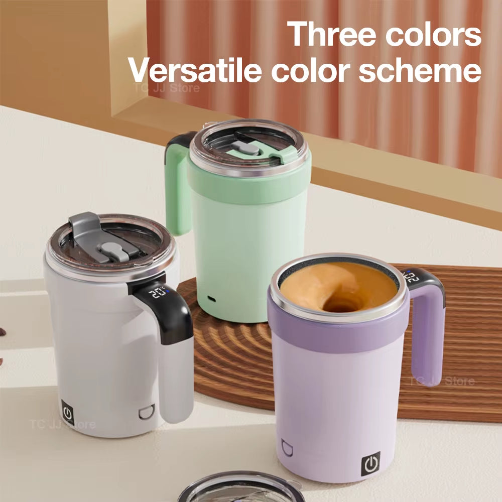 Automatic Stirring Cup Rechargeable Magnetic Mixer Electric Stirring Mugs Stainless Steel Coffee Mug Rotating Magnetic Tumbler