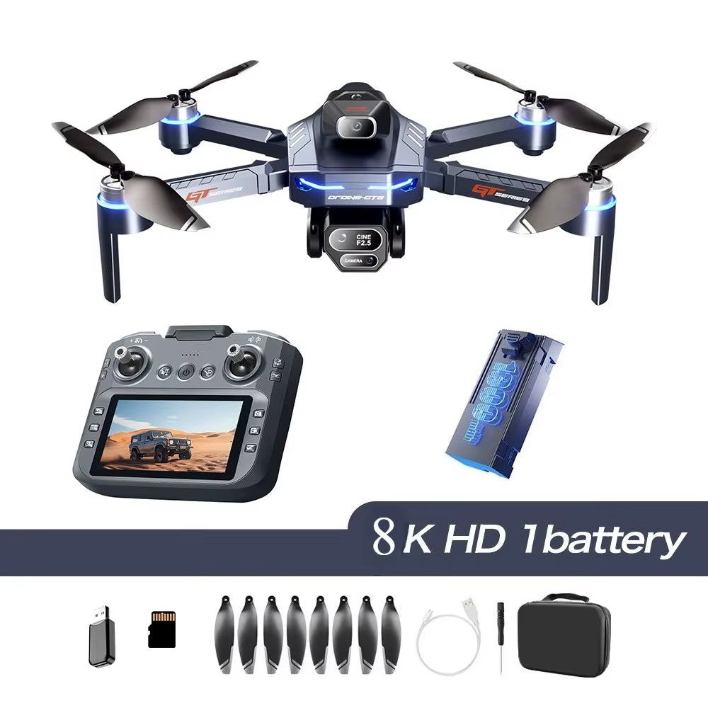 GT8 Drone 4K HD Camera Obstacle Avoidance Aerial Photography Brushless Drone with Screen Foldable RC Drone Quadcopter RTF