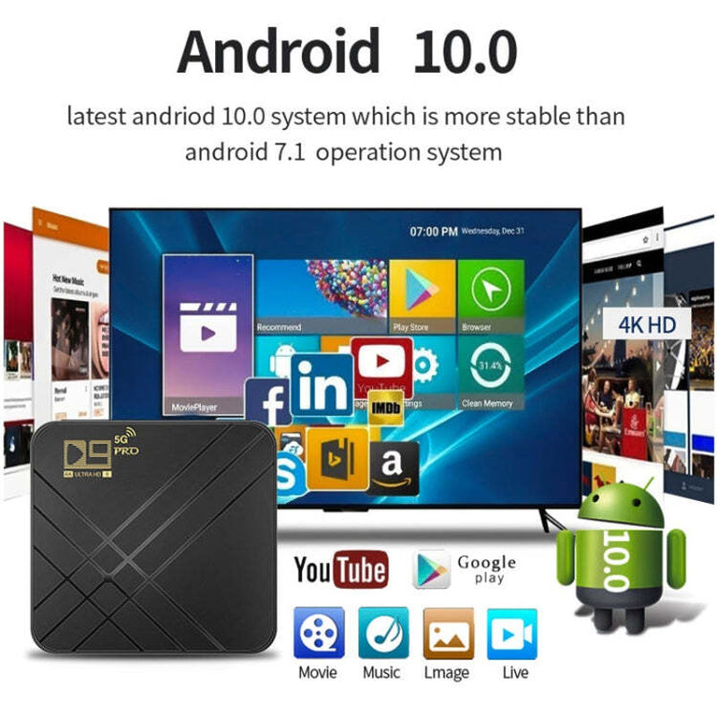 Android TV Box IPTV Smarters Aptoide TV Xciptv HD Resolution 2.4G/5G Optimal