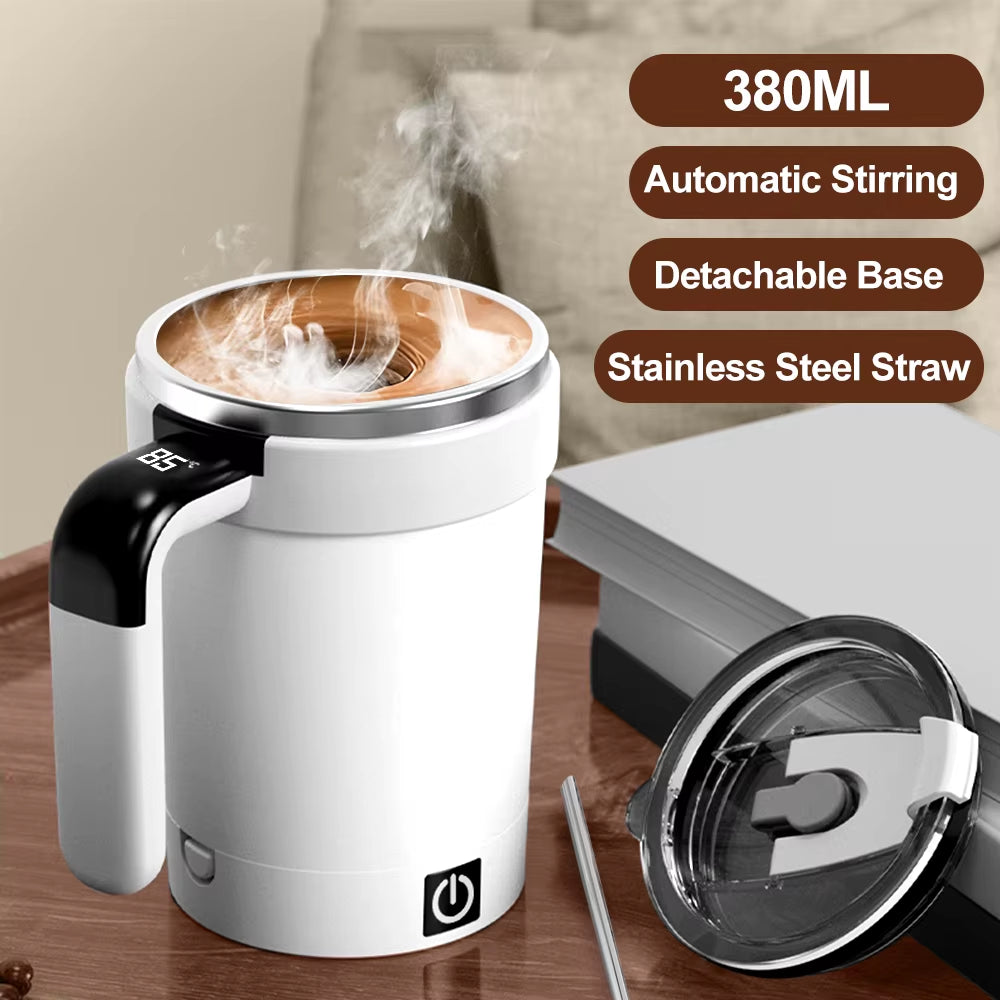 Automatic Stirring Cup Rechargeable Magnetic Mixer Electric Stirring Mugs Stainless Steel Coffee Mug Rotating Magnetic Tumbler