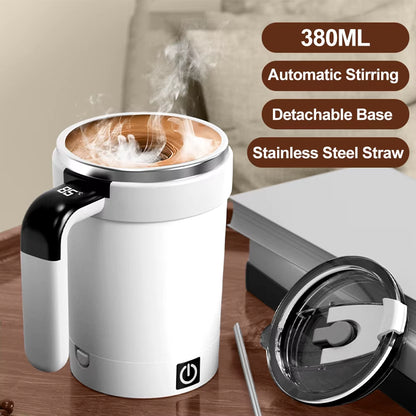 Automatic Stirring Cup Rechargeable Magnetic Mixer Electric Stirring Mugs Stainless Steel Coffee Mug Rotating Magnetic Tumbler