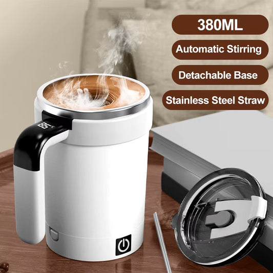 Automatic Stirring Cup Rechargeable Magnetic Mixer Electric Stirring Mugs Stainless Steel Coffee Mug Rotating Magnetic Tumbler