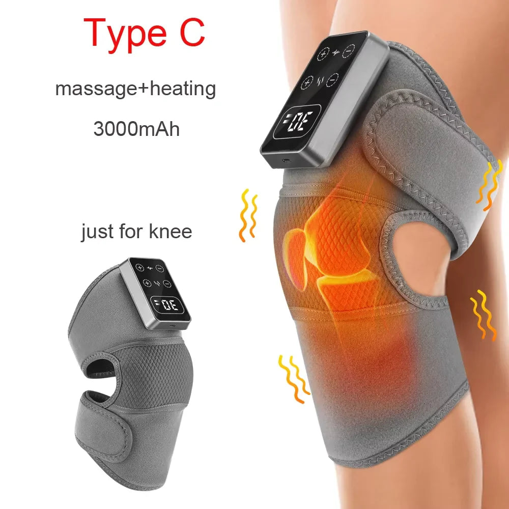 Electric Heated Vibration Knee Massage Physiotherapy Pad 3 in 1 Massager for Shoulder Elbow Hot Compress Pain Relief