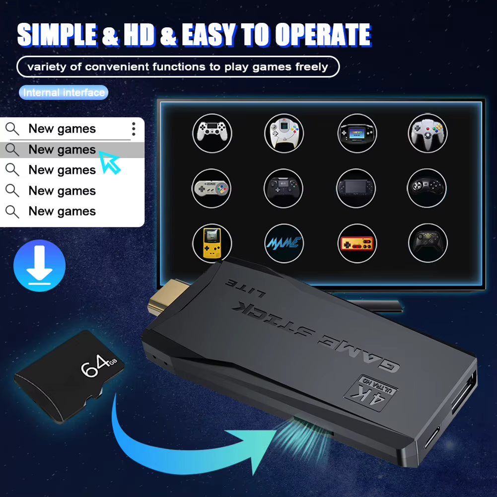 X8 Pro Video Retro Game Console 4K HDMI Output Gaming Stick 10000+ Games Suppot TF Card Expansion Controller for PSP/PS1/N64/NDS
